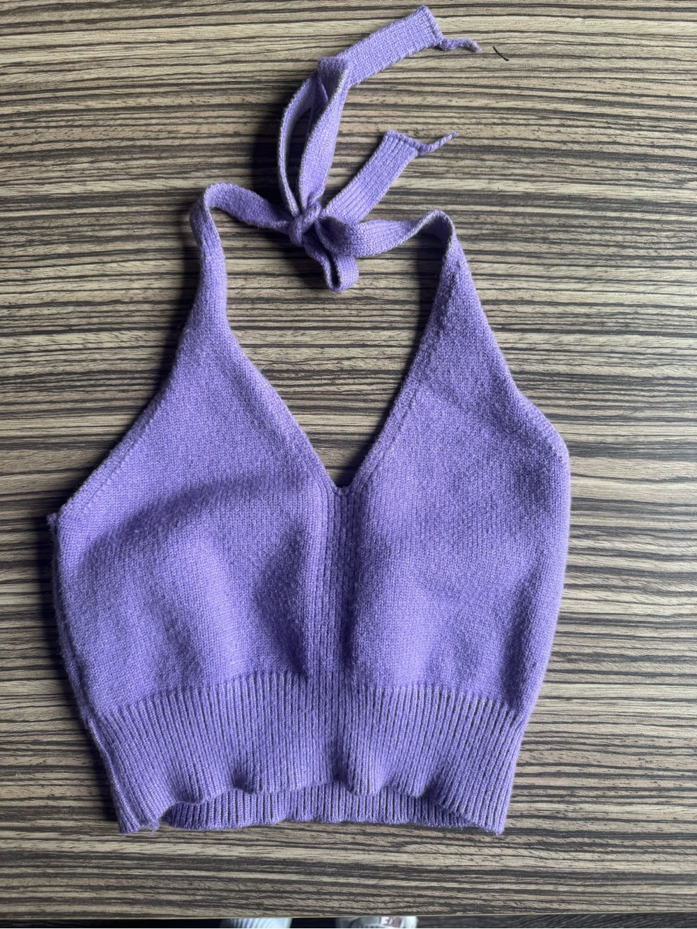 Lilac Knit Halter Crop Top